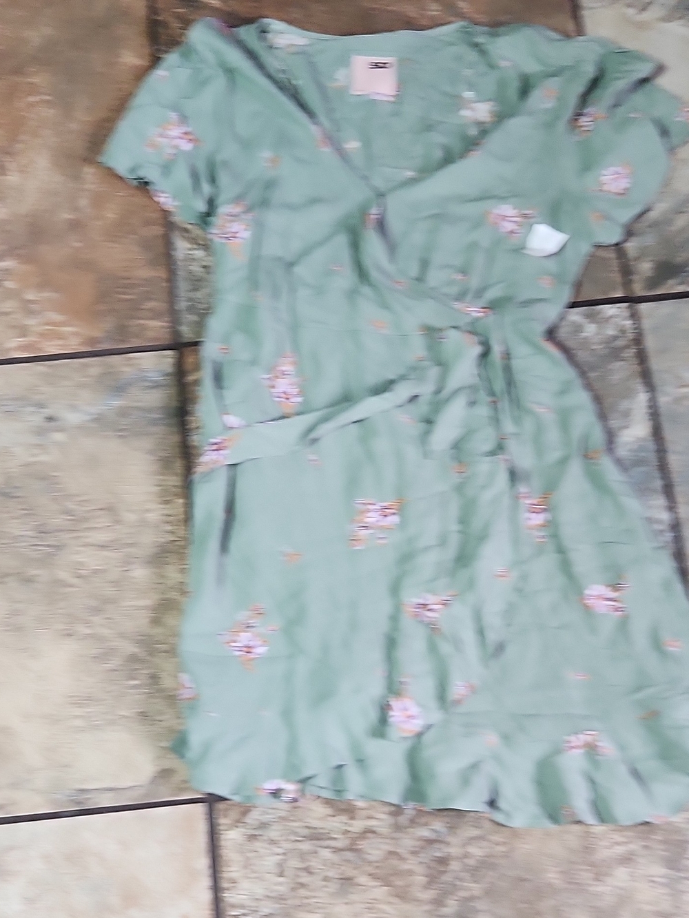 SO Mint Green Floral Wrap-Style Midi Dress